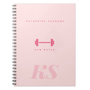 Personalised Monogram Initials Pink Gym Notebook