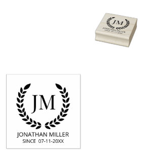 Personalised Monogram initials Rubber Stamp
