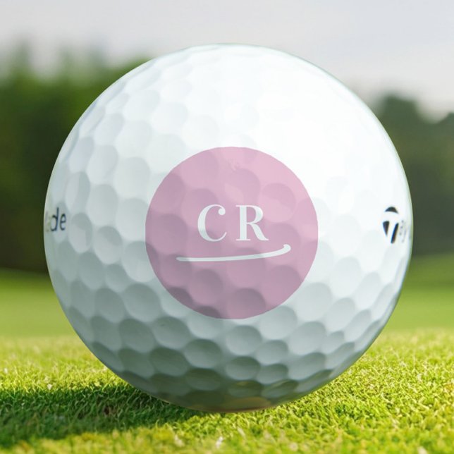 Personalised Monogram Initials Simple Modern Pink Golf Balls (See the full matching stylish monogrammed golf collection in pink for her.)