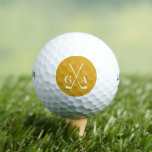 Personalised Monogram initials with Crossed Clubs Golf Balls<br><div class="desc">Elevate your game with this stylish personalised golf ball featuring a gold effect monogram and crossed club design. Perfect for golf enthusiasts, tournament gifts, groomsmen favours, or Father’s Day surprises. Customisable with your initials for a unique touch on the course. Whether you're teeing off or gifting, this custom golf ball...</div>