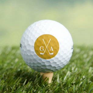 Personalised Monogram initials with Crossed Clubs Golf Balls