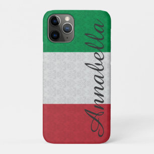 Personalised Monogram Italian Flag Damask Pattern iPhone 11 Pro Case