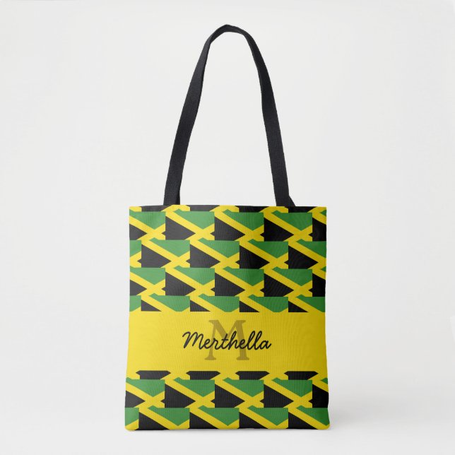 Personalised Monogram JAMAICA FLAG Tote Bag (Front)