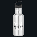 Personalised Monogram Kids Back To School  532 Ml Water Bottle<br><div class="desc">Send your kids back to school in style, with these stylish monogram water bottles. Perfect for trips to the park, beach, sports, and picnics. The bottle features your childs initial and name, all font styles, size and colour of text can be changed by clicking on the customise further link after...</div>