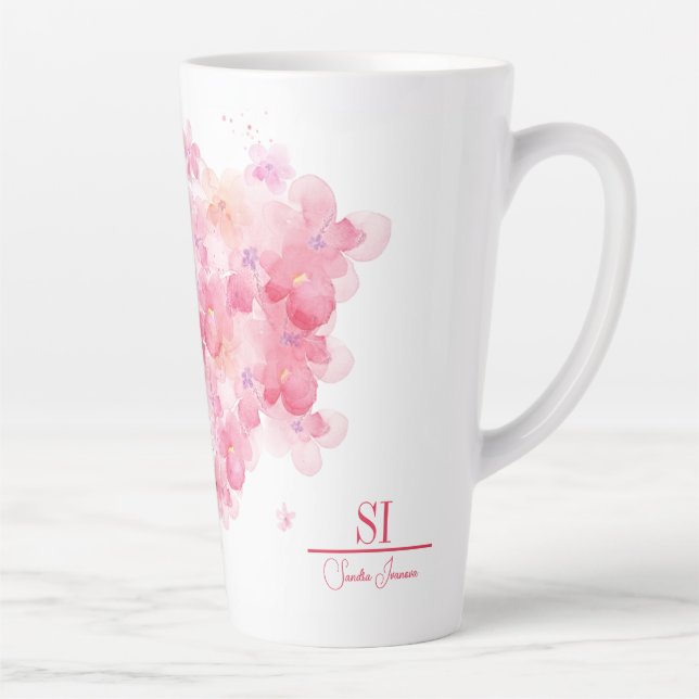 Personalised Monogram Latte Mug | Modern Floral D. (Right)