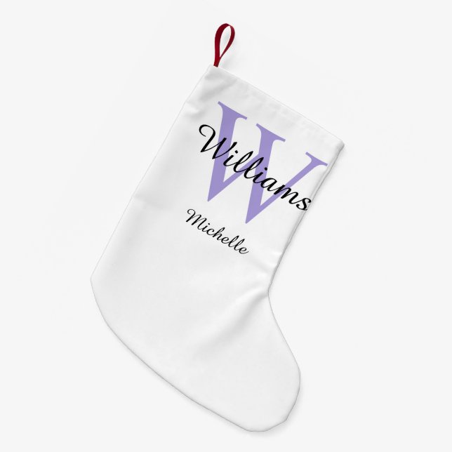 Personalised Monogram Lavender Small Christmas Stocking (Front (Hanging))