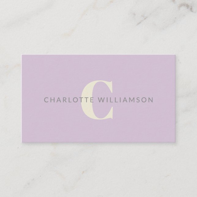 Personalised Monogram Lavender Stylish Office Business Card (Front)
