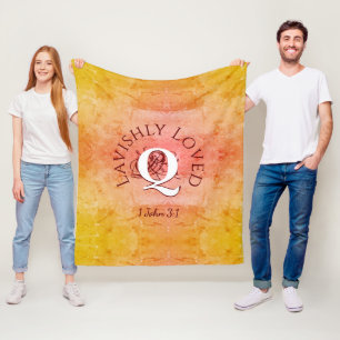 Personalised Monogram LAVISHLY LOVED Christian Fleece Blanket