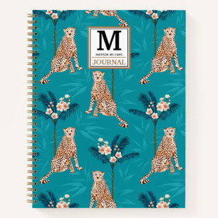 Personalised Monogram Leopard Palm Pattern Journal