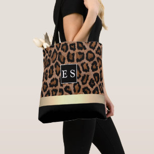Personalised Monogram Leopard Pattern Tote Bag