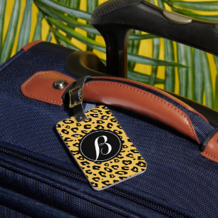 Personalised monogram leopard print luggage tag