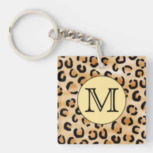 Personalised Monogram Leopard Print Pattern. Key Ring
