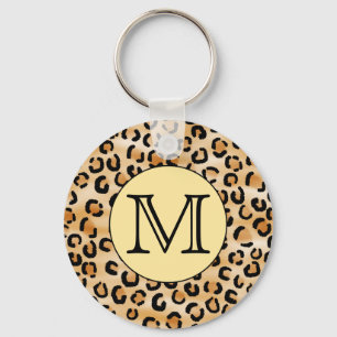 Personalised Monogram Leopard Print Pattern. Key Ring