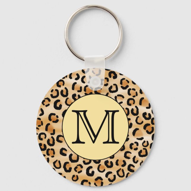 Personalised Monogram Leopard Print Pattern. Key Ring (Front)