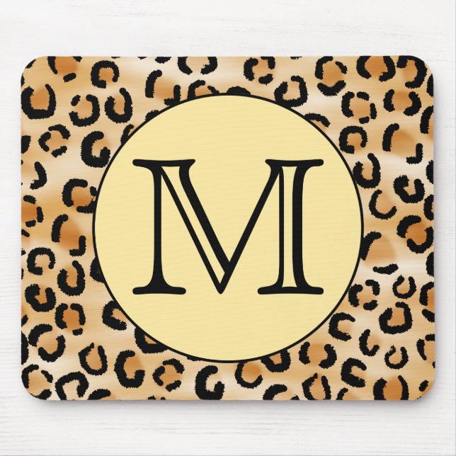 Personalised Monogram Leopard Print Pattern. Mouse Mat (Front)