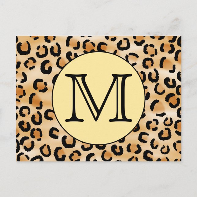 Personalised Monogram Leopard Print Pattern. Postcard (Front)