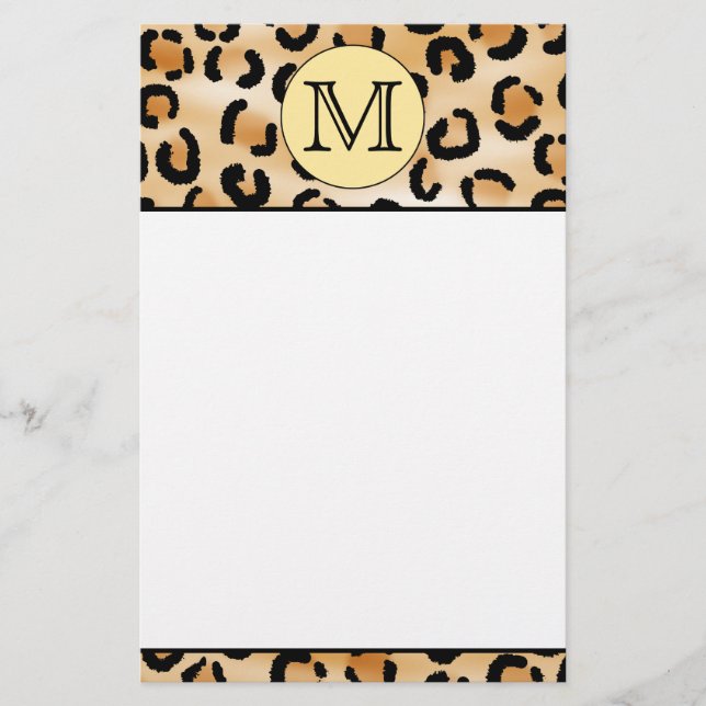 Personalised Monogram Leopard Print Pattern. Stationery (Front)