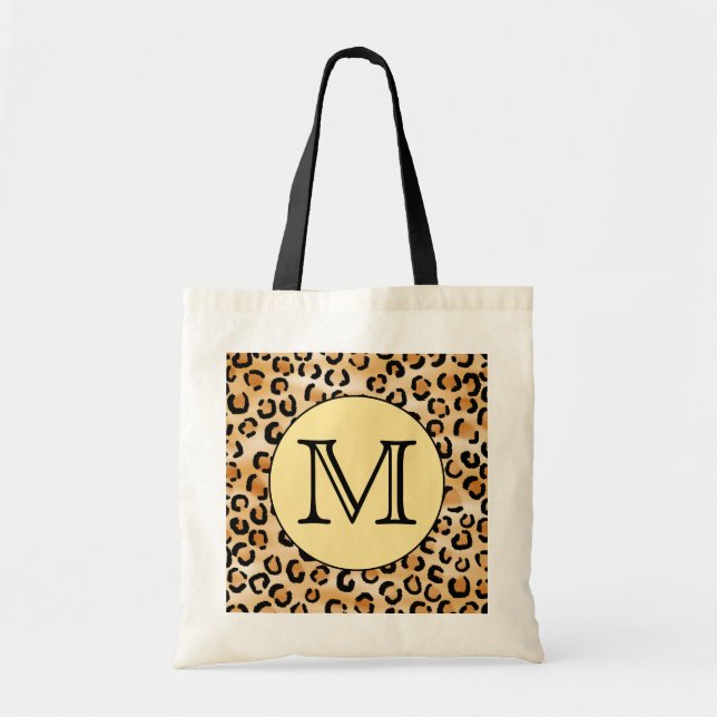Personalised Monogram Leopard Print Pattern. Tote Bag (Front)