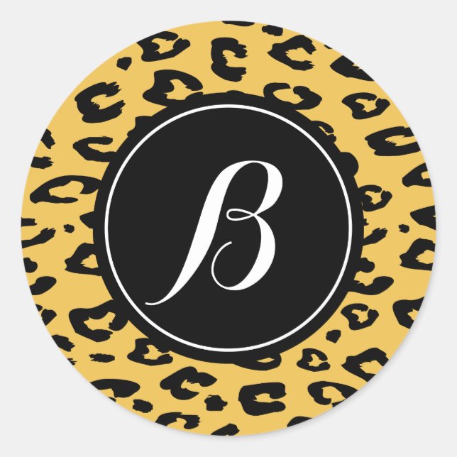 Personalised monogram leopard print stickers (Front)