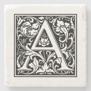 Personalised Monogram Letter A Wedding Birthday Stone Coaster