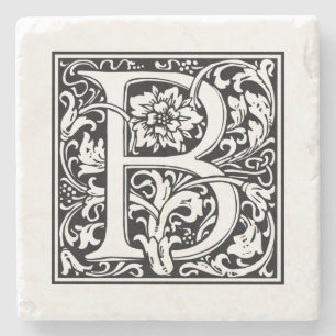 Personalised Monogram Letter B Wedding Birthday Stone Coaster