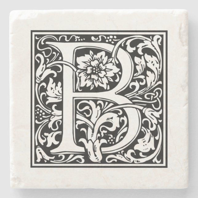 Personalised Monogram Letter B Wedding Birthday Stone Coaster (Front)