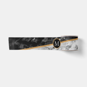 Personalised Monogram Letter Black White Ribbon Satin Ribbon