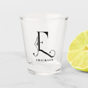 Personalised Monogram Letter E with Last Name Shot Glass