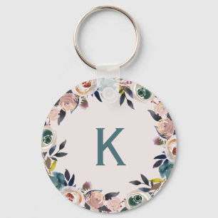Personalised Monogram Letter Floral Chic Ladies Key Ring