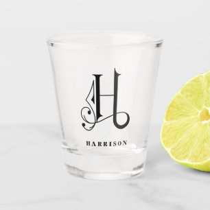 Personalised Monogram Letter H with Last Name Shot Glass