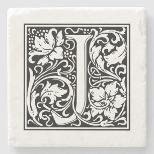 Personalised Monogram Letter J Wedding Birthday Stone Coaster