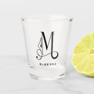 Personalised Monogram Letter M with Last Name Shot Glass