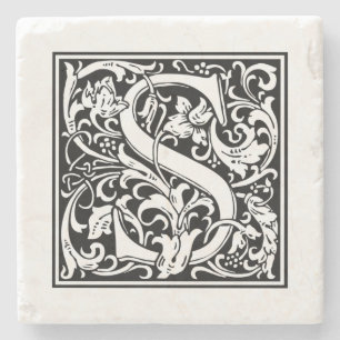 Personalised Monogram Letter S Wedding Birthday Stone Coaster