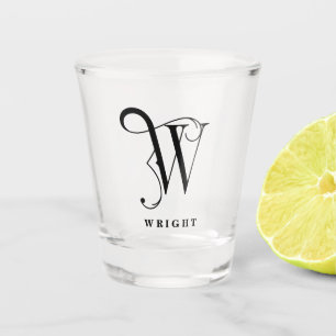 Personalised Monogram Letter W with Last Name Shot Glass