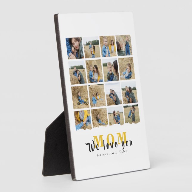 Personalised monogram Love You mum 16 family Photo Plaque (Side)