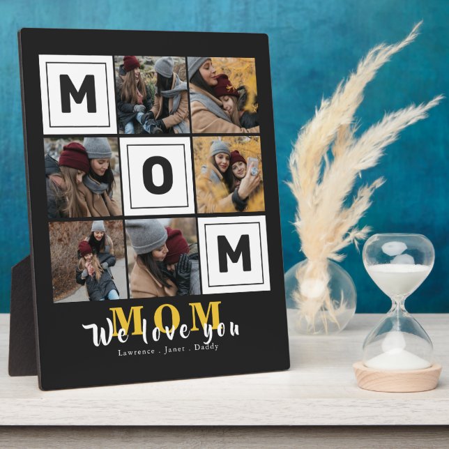 Personalised monogram Love You mum family Photos Plaque (Side)