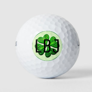 Personalised Monogram Lucky 4 Leaf Clover Gift Golf Balls