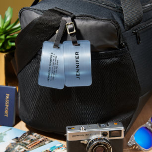 Personalised Monogram Metallic Blue Background Luggage Tag