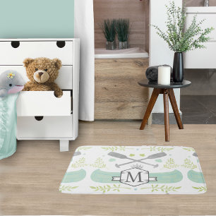 Personalised Monogram Mint Canoe Pattern Bath Mat