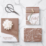 Personalised Monogram Mocha Brown Floral Wedding  Wrapping Paper Sheet<br><div class="desc">Mocha brown personalised abstract floral engagement,  wedding or bridal shower wrapping paper with golden flowers. Add your own text with easy to use Zazzle editing tool!  Modern design in neutral colours. PLEASE NOTE: The gold details are imitation. No actual foil used. Visit the shop to see all the collection.</div>