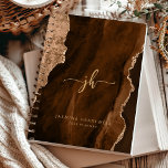 Personalised Monogram Mocha Brown Gold Agate 2025 Planner<br><div class="desc">This elegant 2025 planner features a mocha brown watercolor agate design trimmed with gold faux glitter. Personalise it with monogram initials in trendy gold-coloured script lettering,  along with the name and the year in sans serif font.</div>