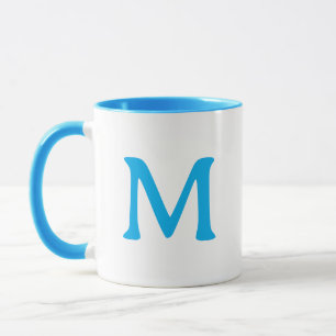 Personalised Monogram Modern Blue White Mug