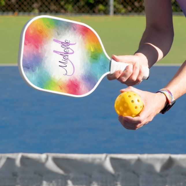 Personalised Monogram Modern Colourful Template Pickleball Paddle (Insitu)