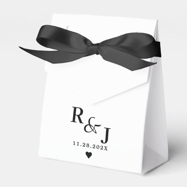 Personalised Monogram Modern Elegance Wedding Favour Box (Front Side)