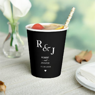 Personalised Monogram Modern Elegance Wedding  Paper Cups