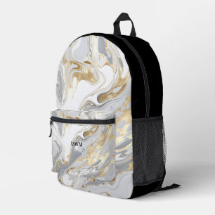Personalised Monogram Modern Marble Printed Backpack