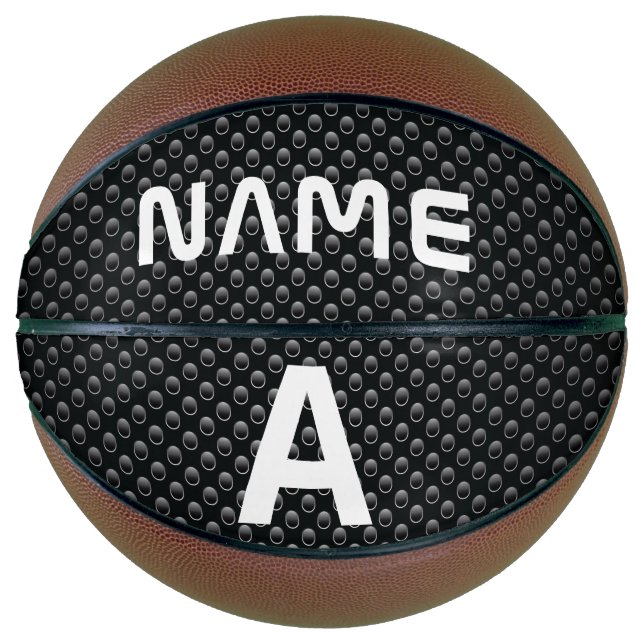 Personalised Monogram Name Black and White Texture Basketball (Front)