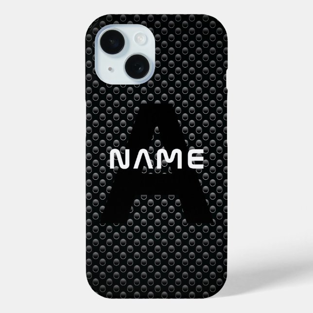Personalised Monogram Name Black and White Texture Case-Mate iPhone Case (Back)