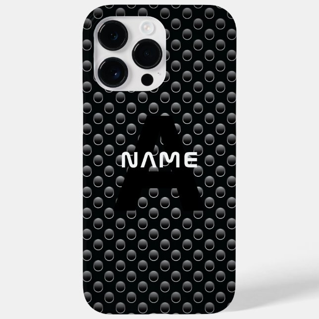 Personalised Monogram Name Black and White Texture Case-Mate iPhone Case (Back)