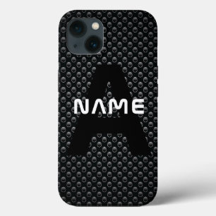 Personalised Monogram Name Black and White Texture iPhone 13 Case